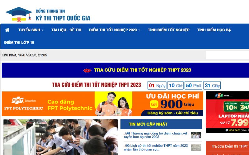 Cách tra cứu điểm thi THPT Quốc Gia 2023