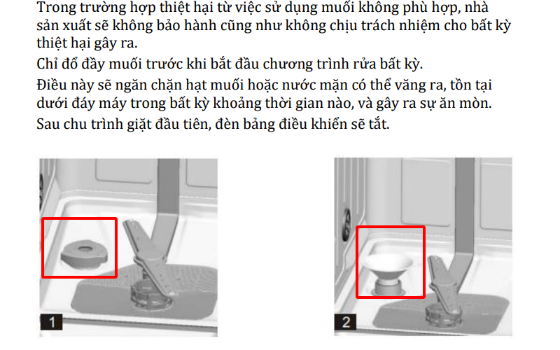 Hướng dẫn đổ muối vào máy rửa chén