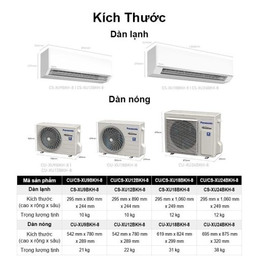 Máy lạnh Panasonic Inverter 1 HP CU/CS-XU9BKH-8