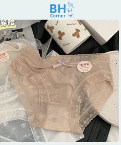 Quần lót lụa lưới, ren tim đáy cotton kháng khuẩn