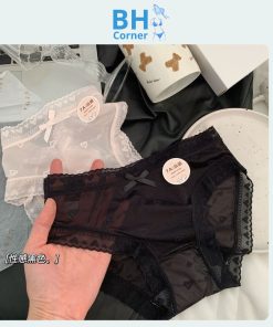 Quần lót lụa lưới, ren tim đáy cotton kháng khuẩn